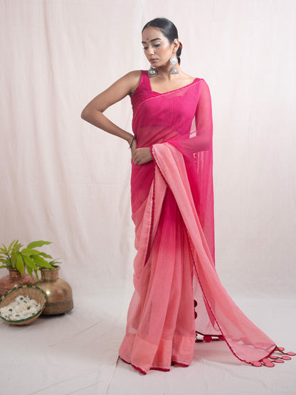 Pink Malika Kota Cotton Saree