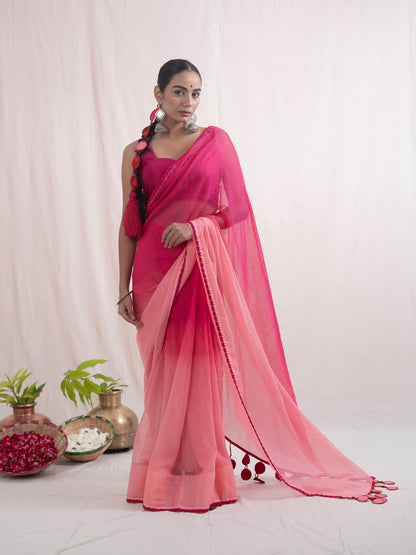 Pink Malika Kota Cotton Saree
