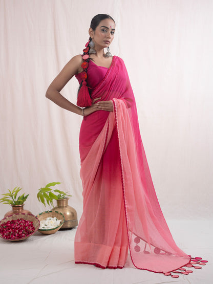 Pink Malika Kota Cotton Saree