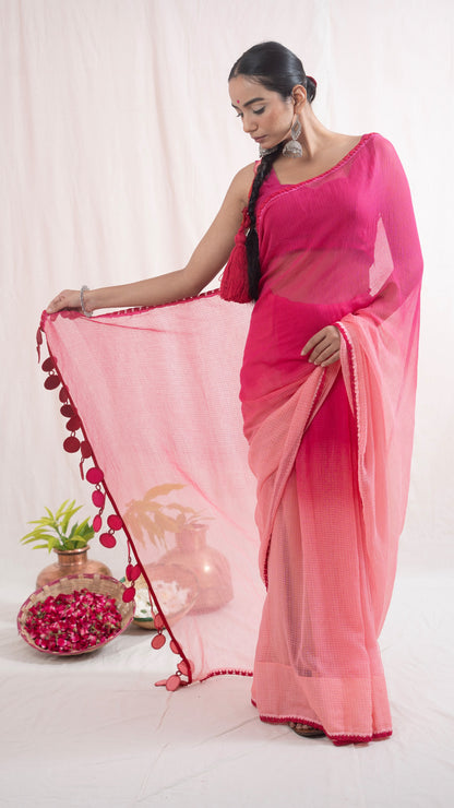 Pink Malika Kota Cotton Saree