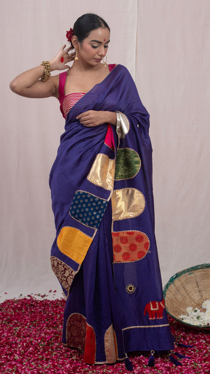 Paaro Purple Chanderi Silk Saree