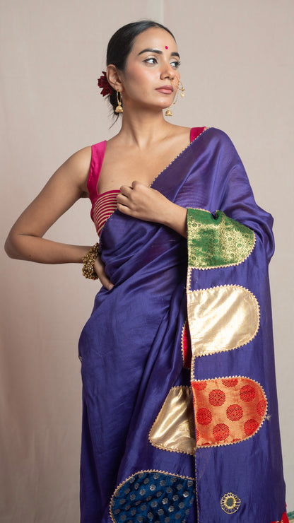 Paaro Purple Chanderi Silk Saree