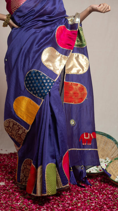 Paaro Purple Chanderi Silk Saree