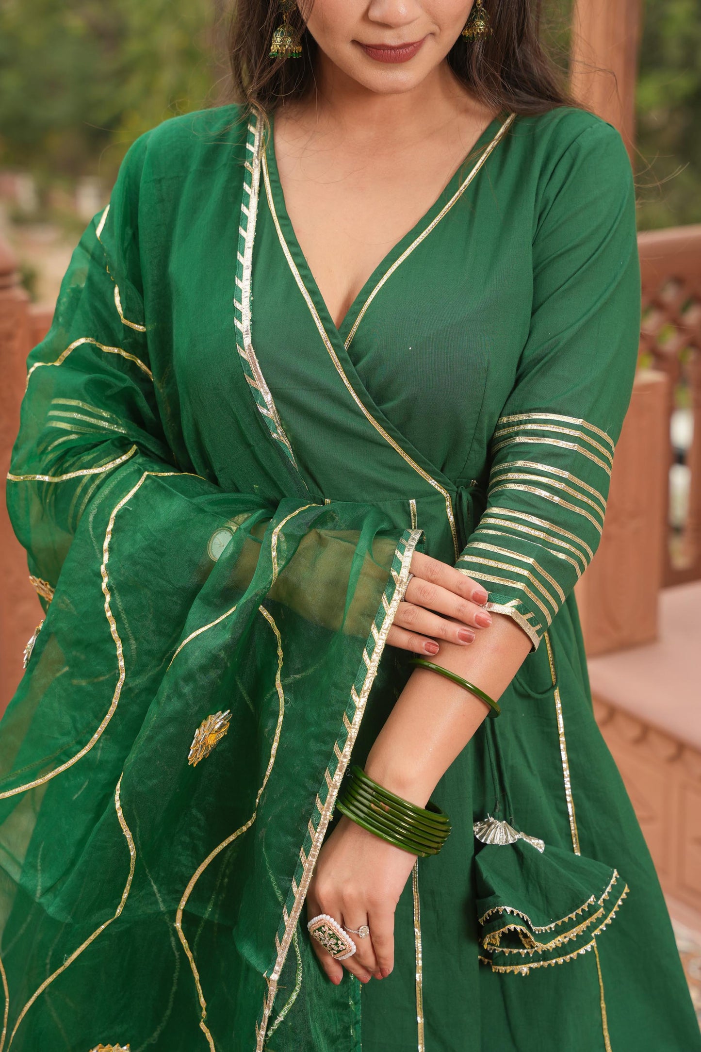 Green Mayra Cotton Sharara Set