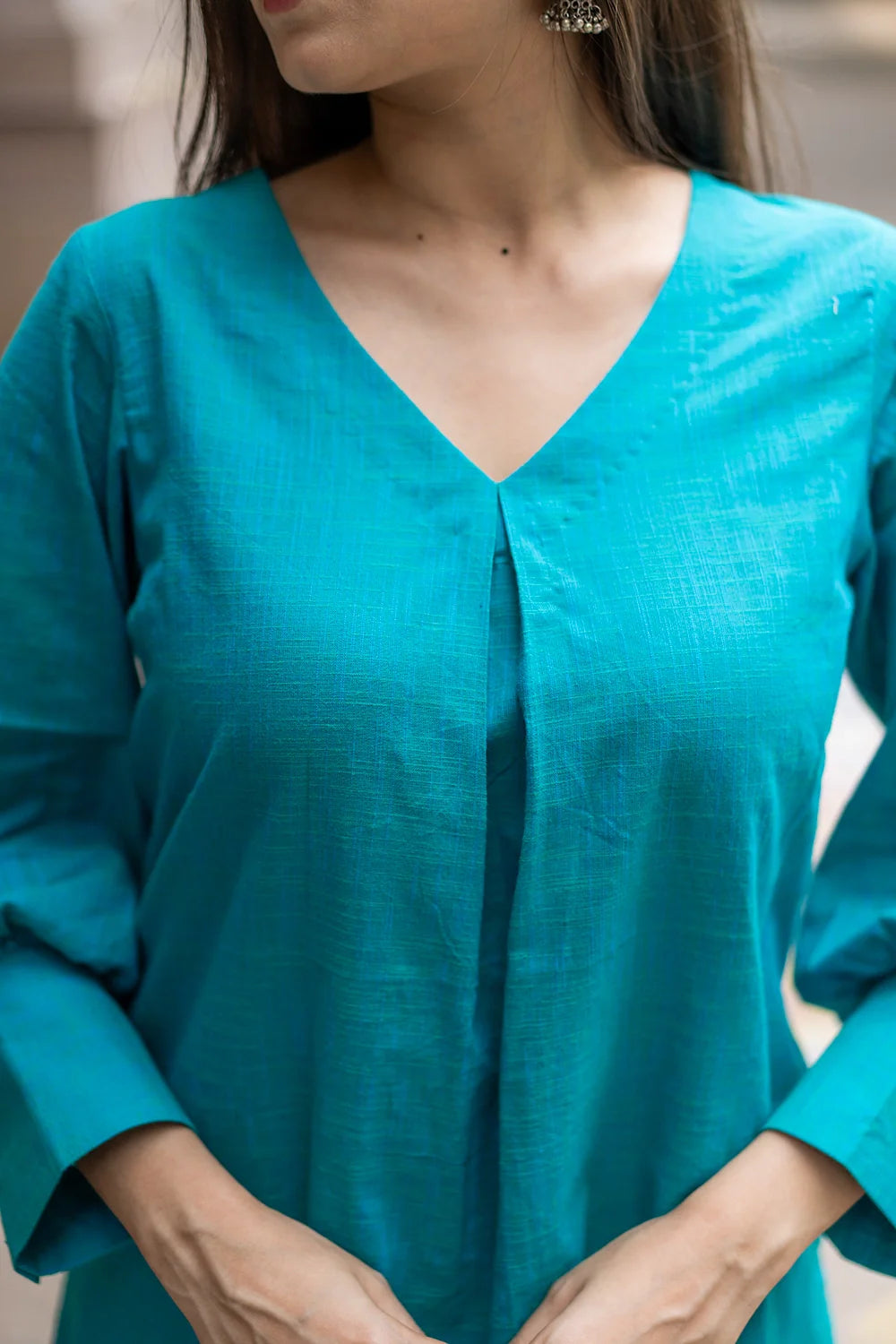 Turquoise Blue Pure Cotton Co-ord Set