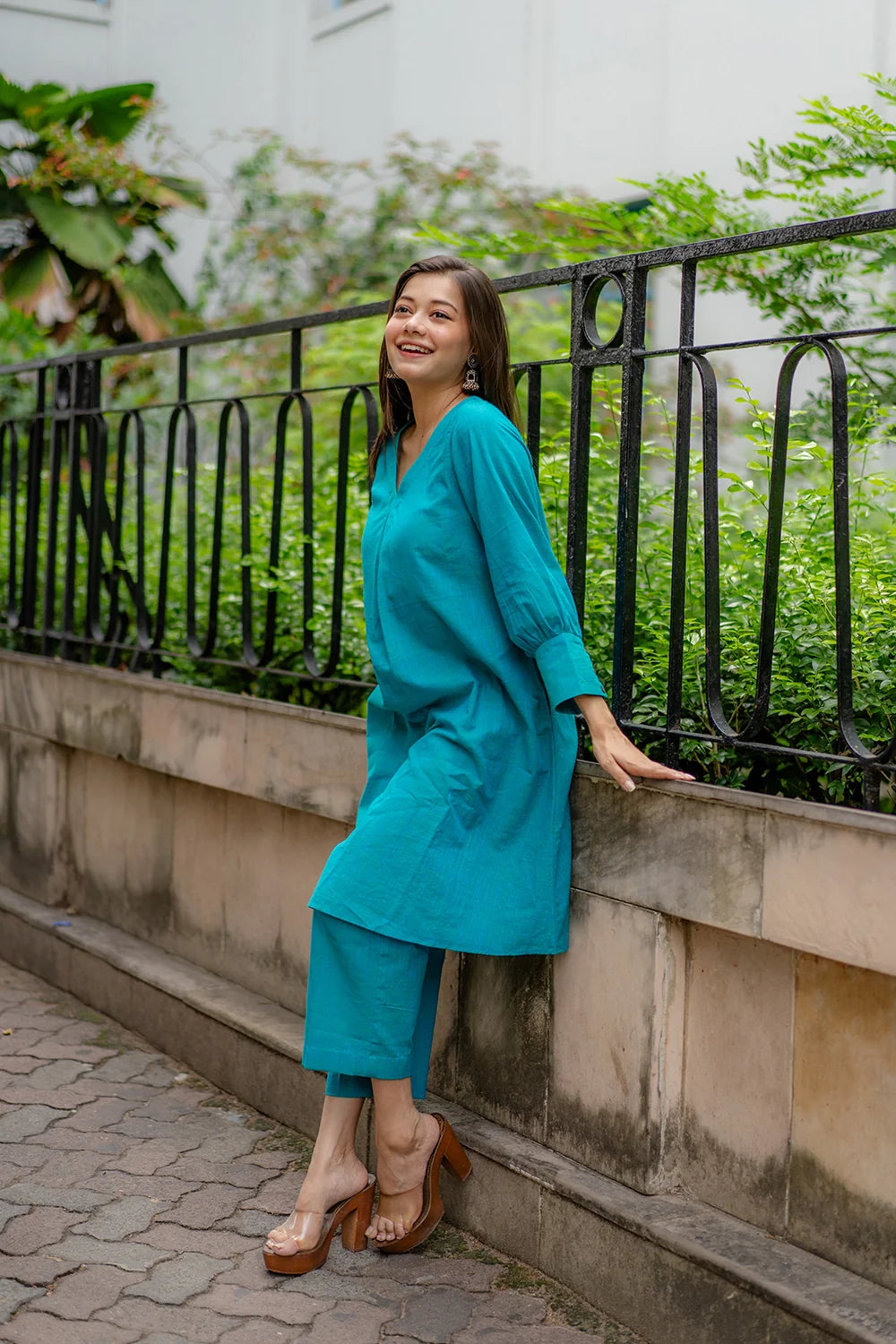 Turquoise Blue Pure Cotton Co-ord Set