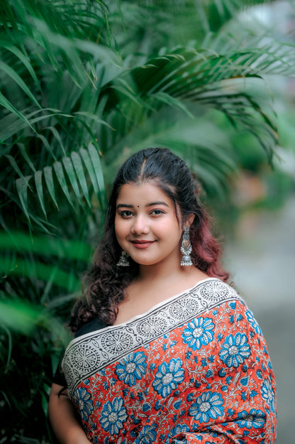 Suhani Subah - A Radiant Dawn in Every Drape - Handblock Print Natural Dyed - Mulmul Cotton Saree