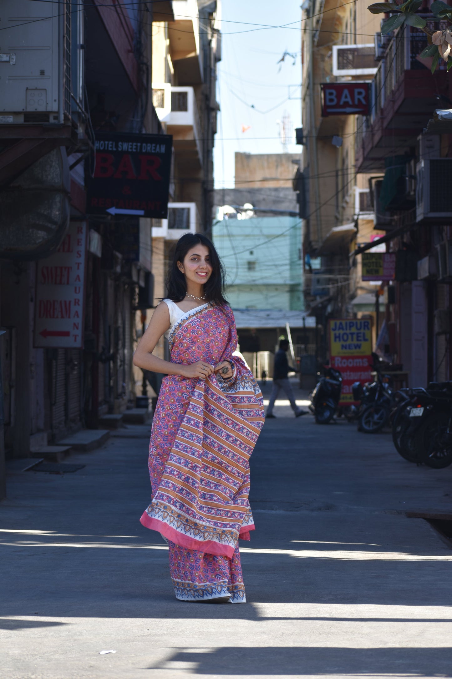 Gulabi Peher - A Blush of Timeless Elegance in Every Drape - Handblock Print Natural Dyed - Mulmul Cotton Saree