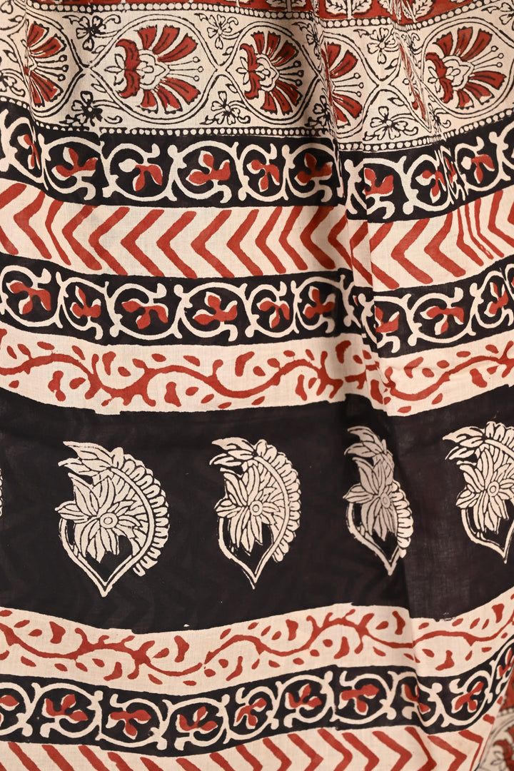 On Duty Drape - Handblock Print Natural Dyed - Mulmul Cotton Saree