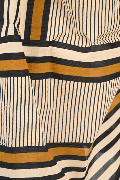 Conference Queen - Handblock Print Natural Dyed - Mulmul Cotton Saree