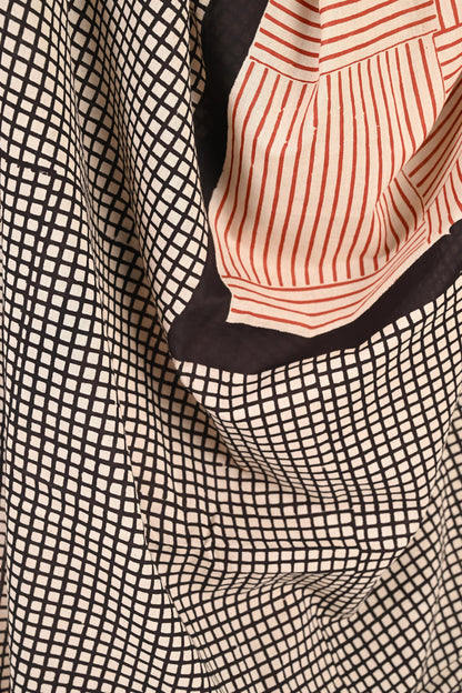 9-to-Fine - Handblock Print Natural Dyed - Mulmul Cotton Saree