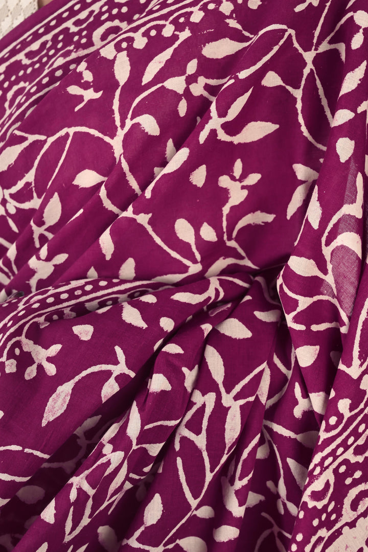 HR (Her Role) - Handblock Print Natural Dyed - Mulmul Cotton Saree