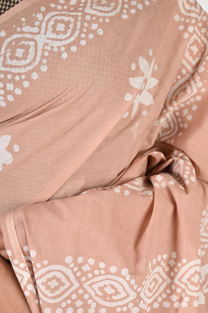 Crucial Conversation - Handblock Print Natural Dyed - Mulmul Cotton Saree