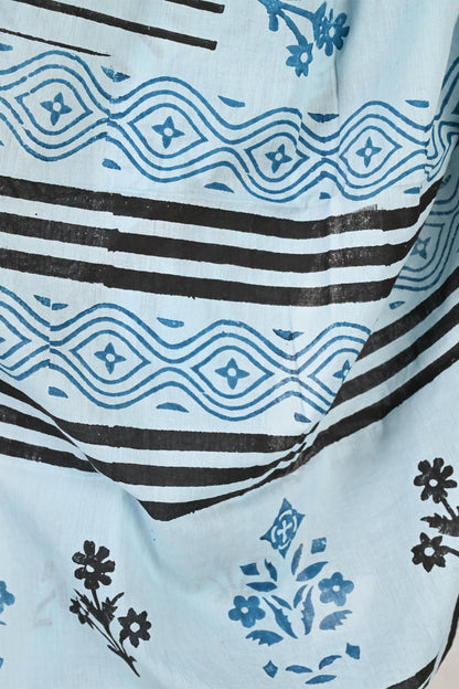 Minutes of Meeting - Handblock Print Natural Dyed - Mulmul Cotton Saree