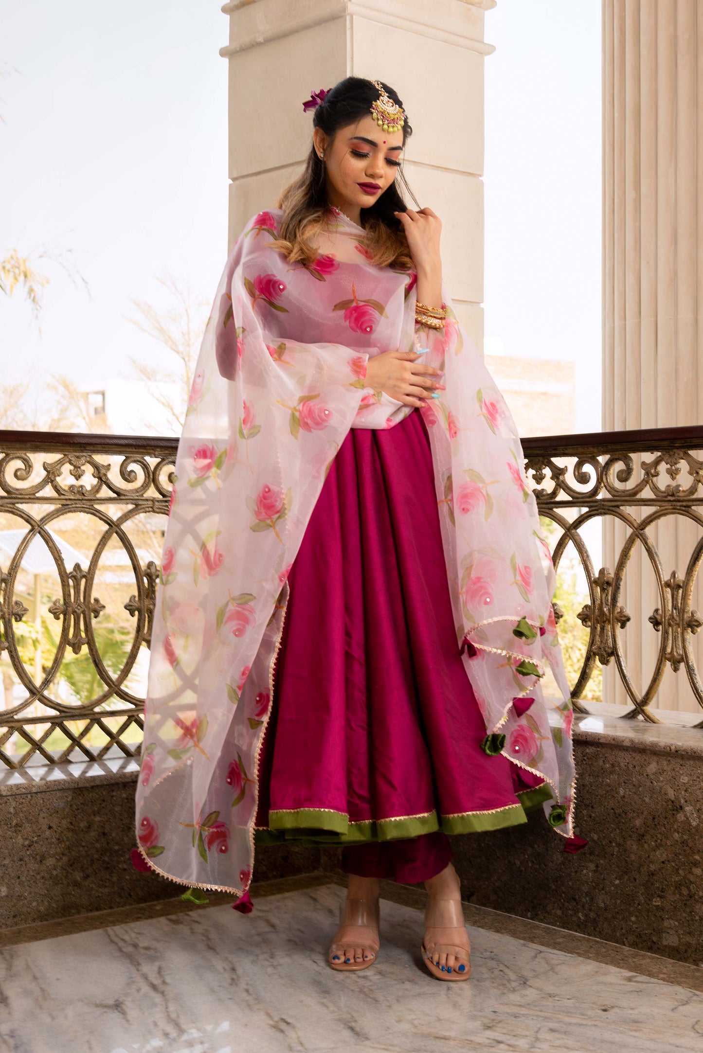 Ganguar Magenta Lilly Anarkali Set