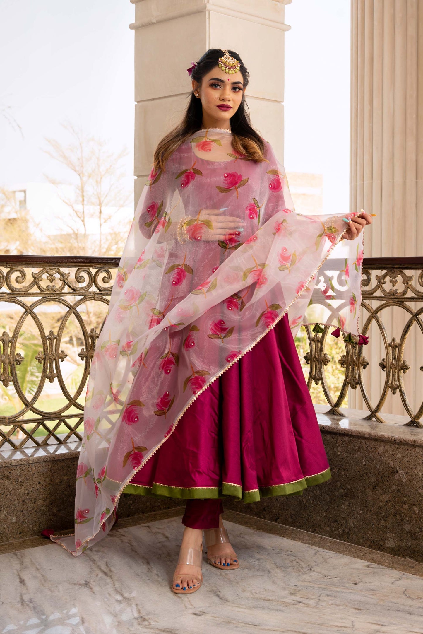 Ganguar Magenta Lilly Anarkali Set