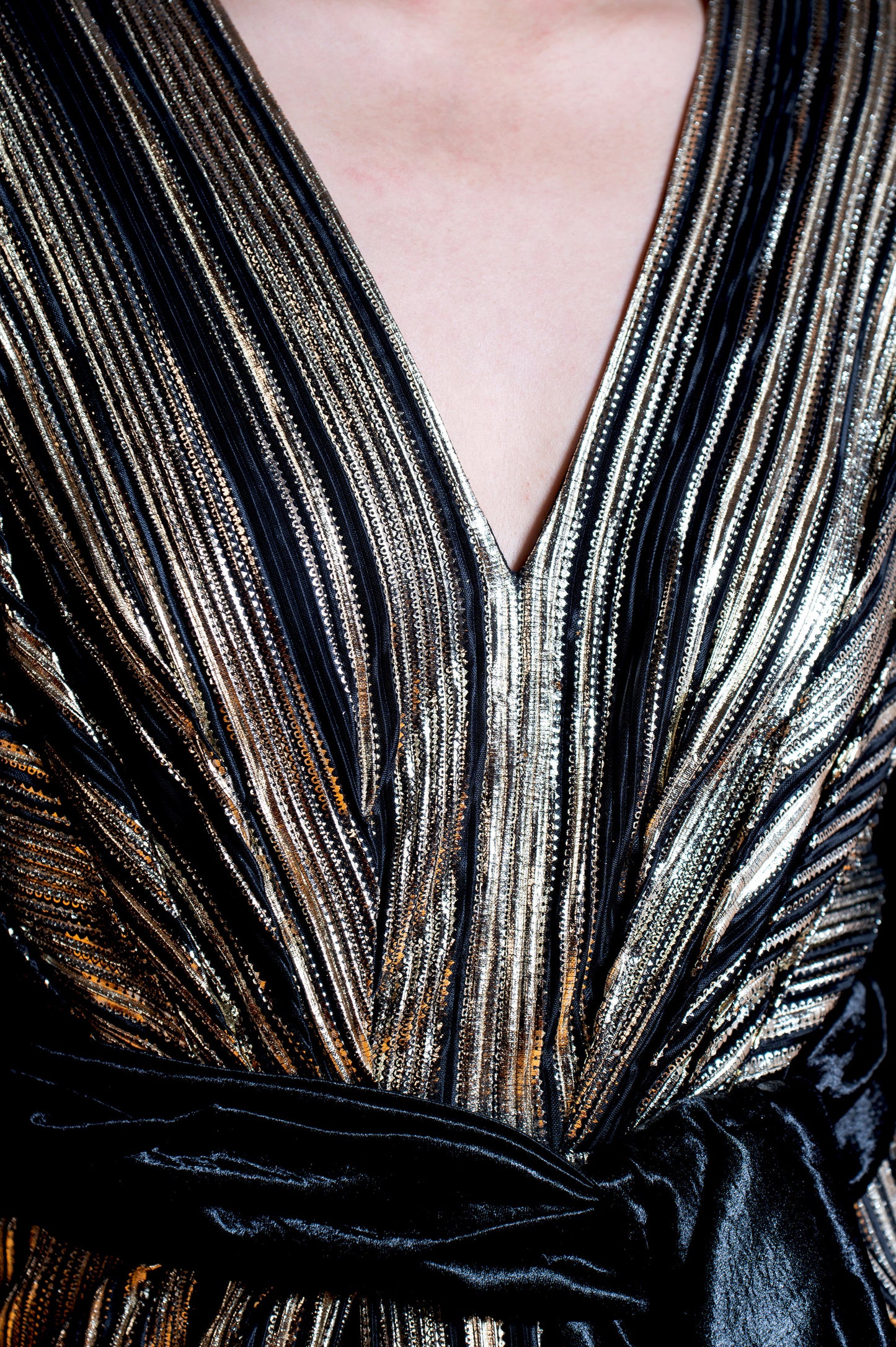 Black & Marigold Noir Satin Designer Gown