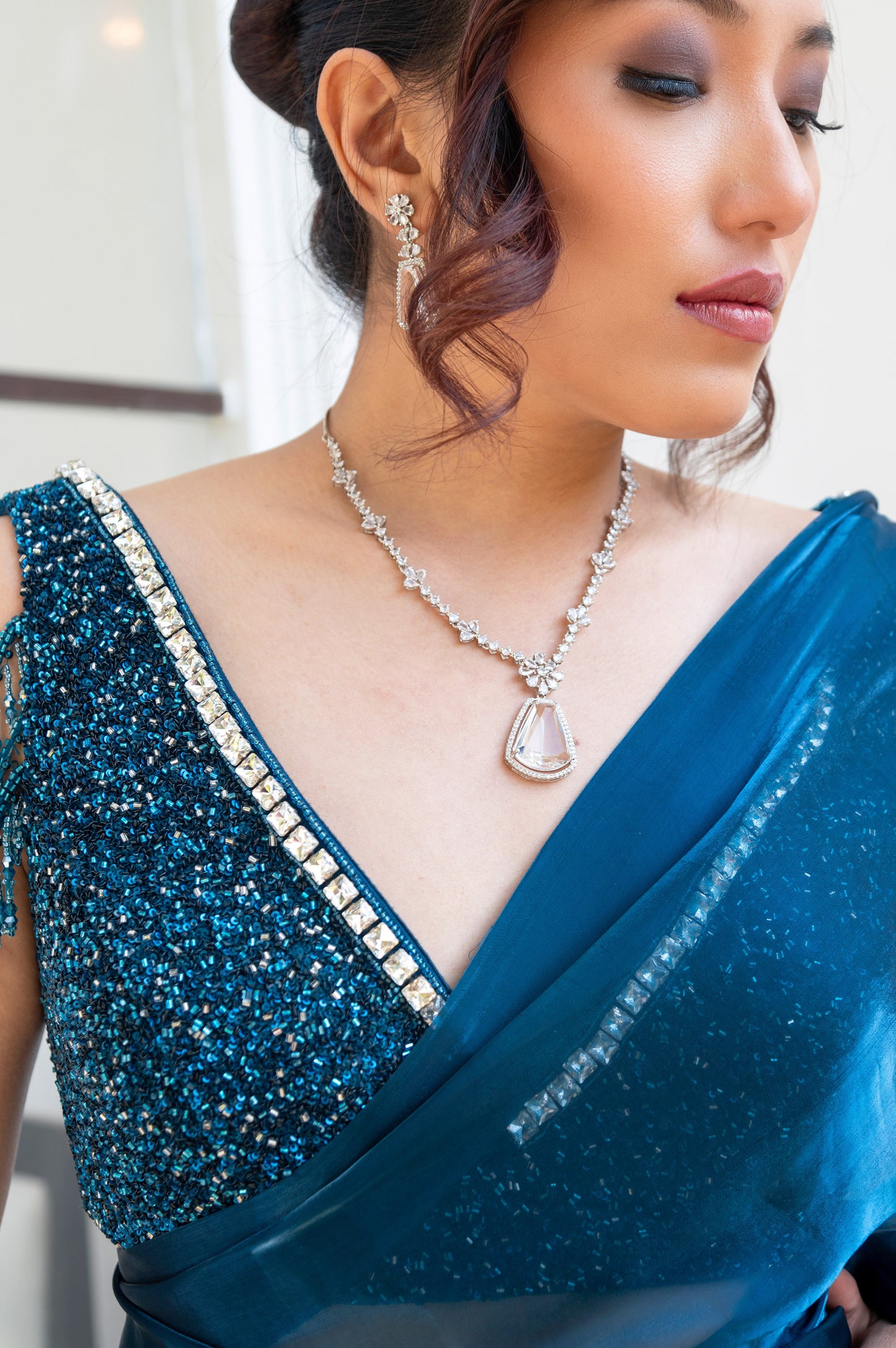 Teal Bluebell Designer Saree