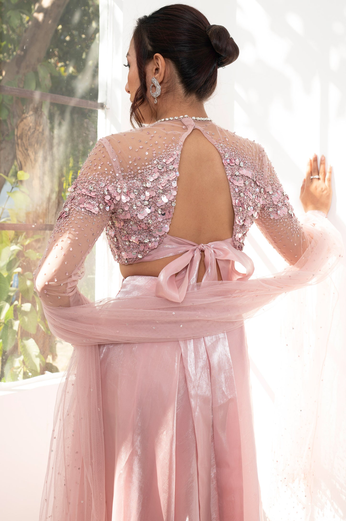 Petal Blush Pink Satin Hand Embroidered Bridesmaid Set