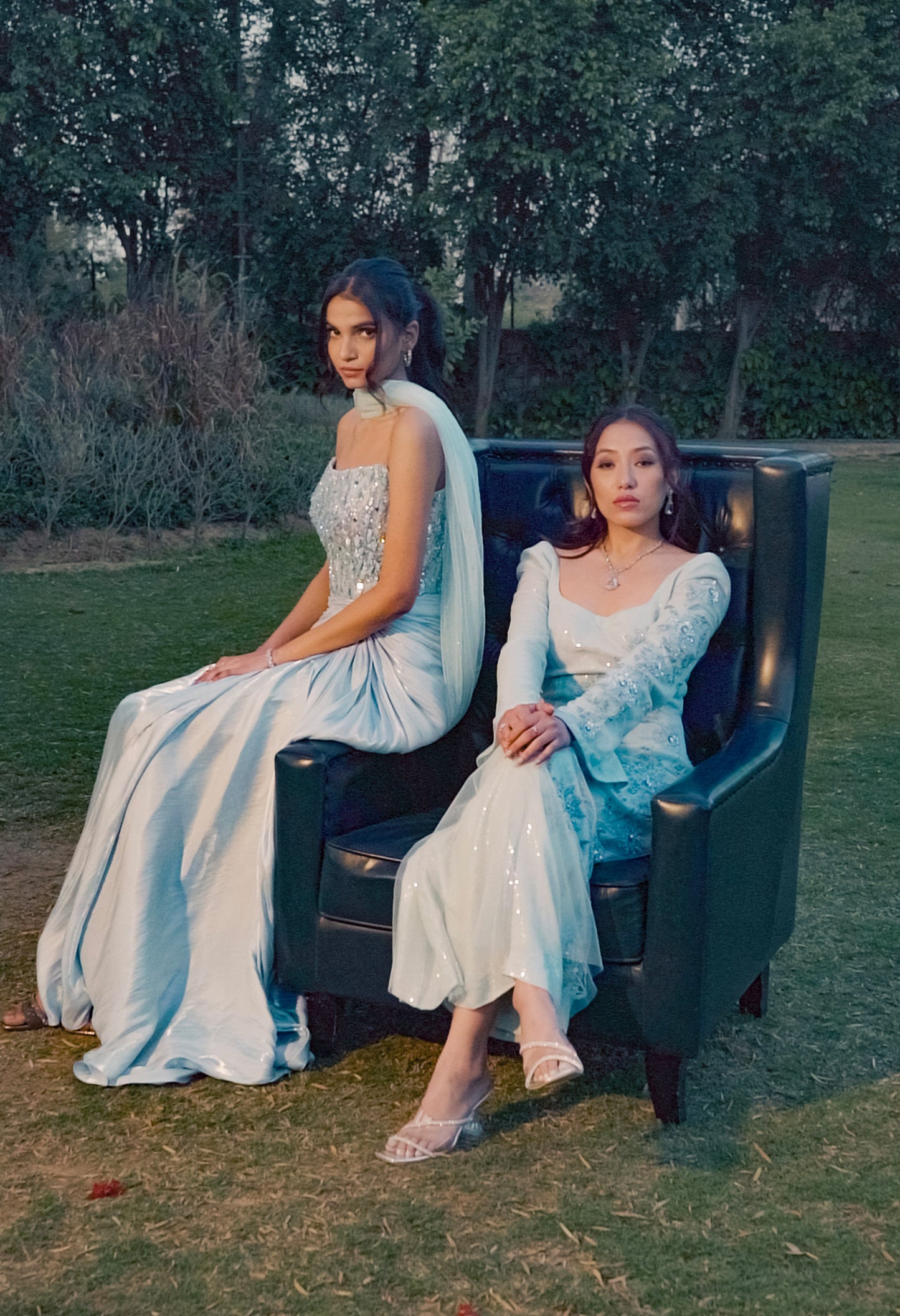 Wisteria Ice Blue Tulle Designer Gown