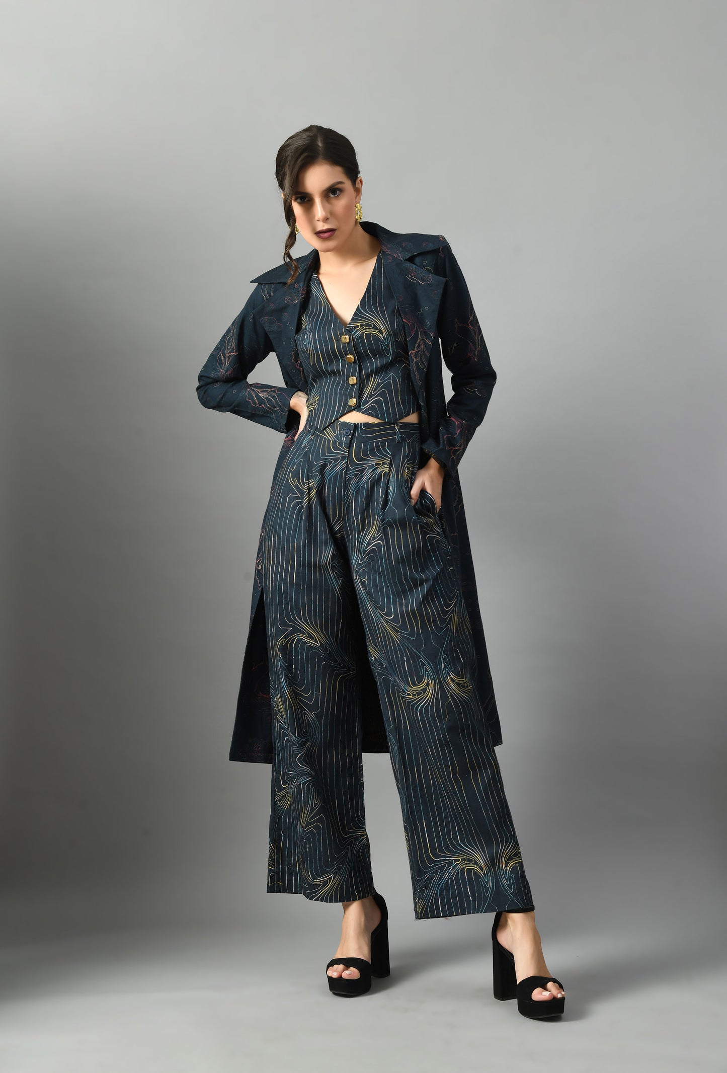 Alice in wondersea trench with wondersea waistcoat & trouser