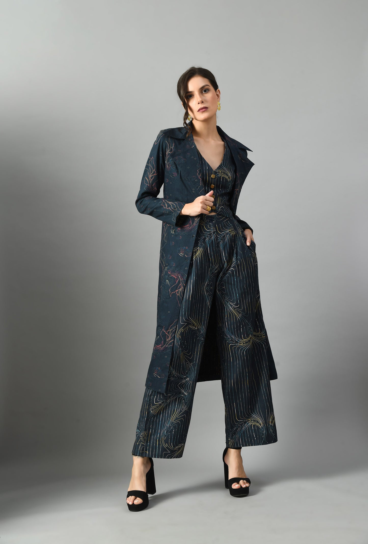 Alice in wondersea trench with wondersea waistcoat & trouser