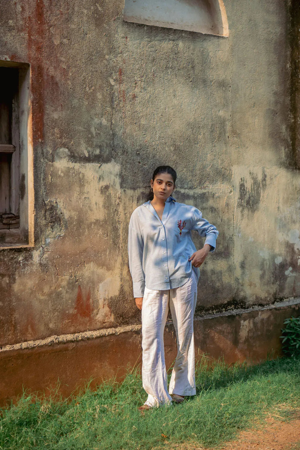 Sky Blue and White Stripes Pure Cotton Shirt