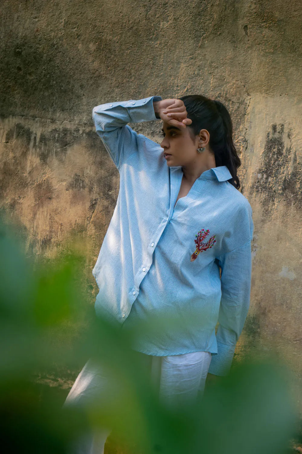 Sky Blue and White Stripes Pure Cotton Shirt