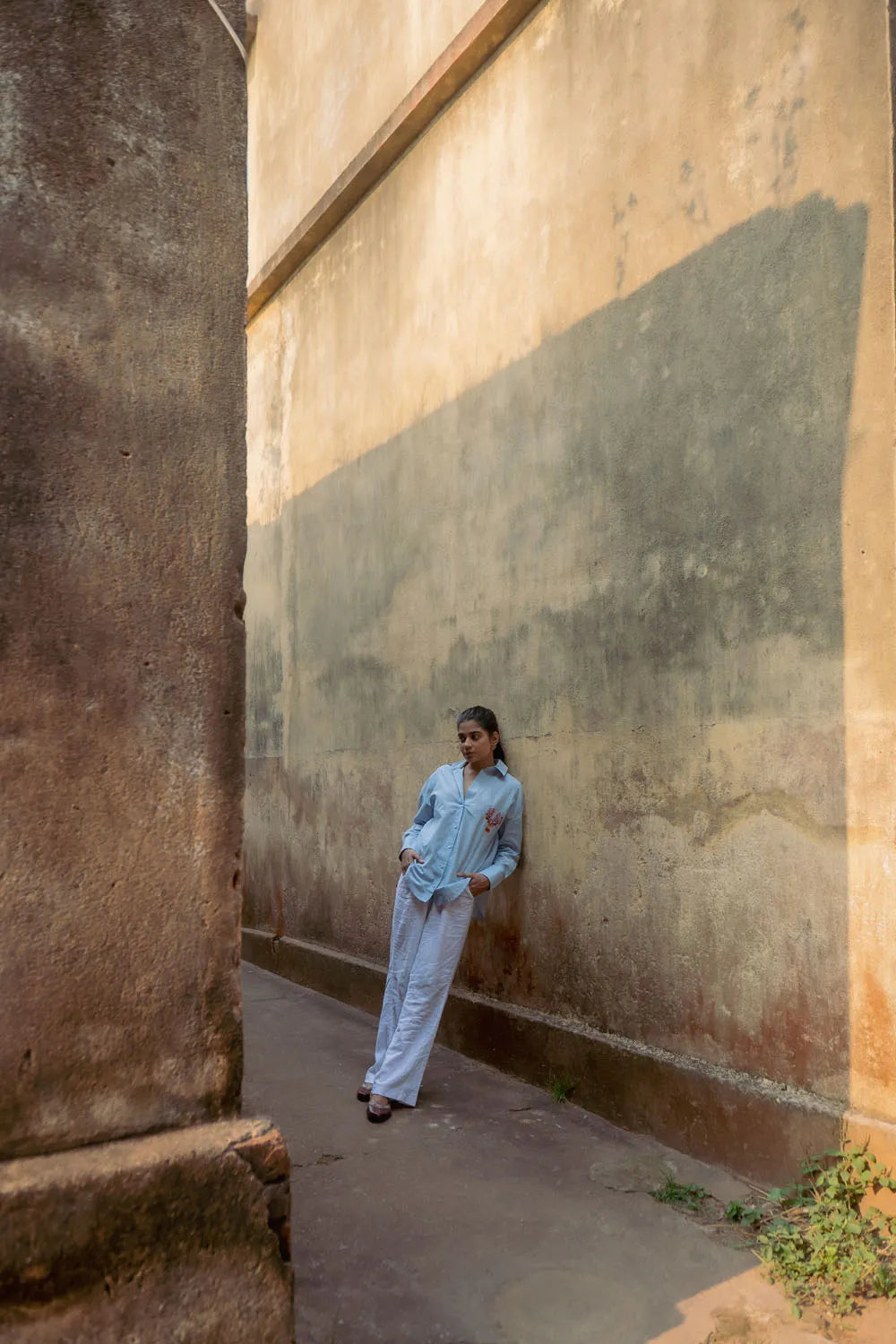 Sky Blue and White Stripes Pure Cotton Shirt