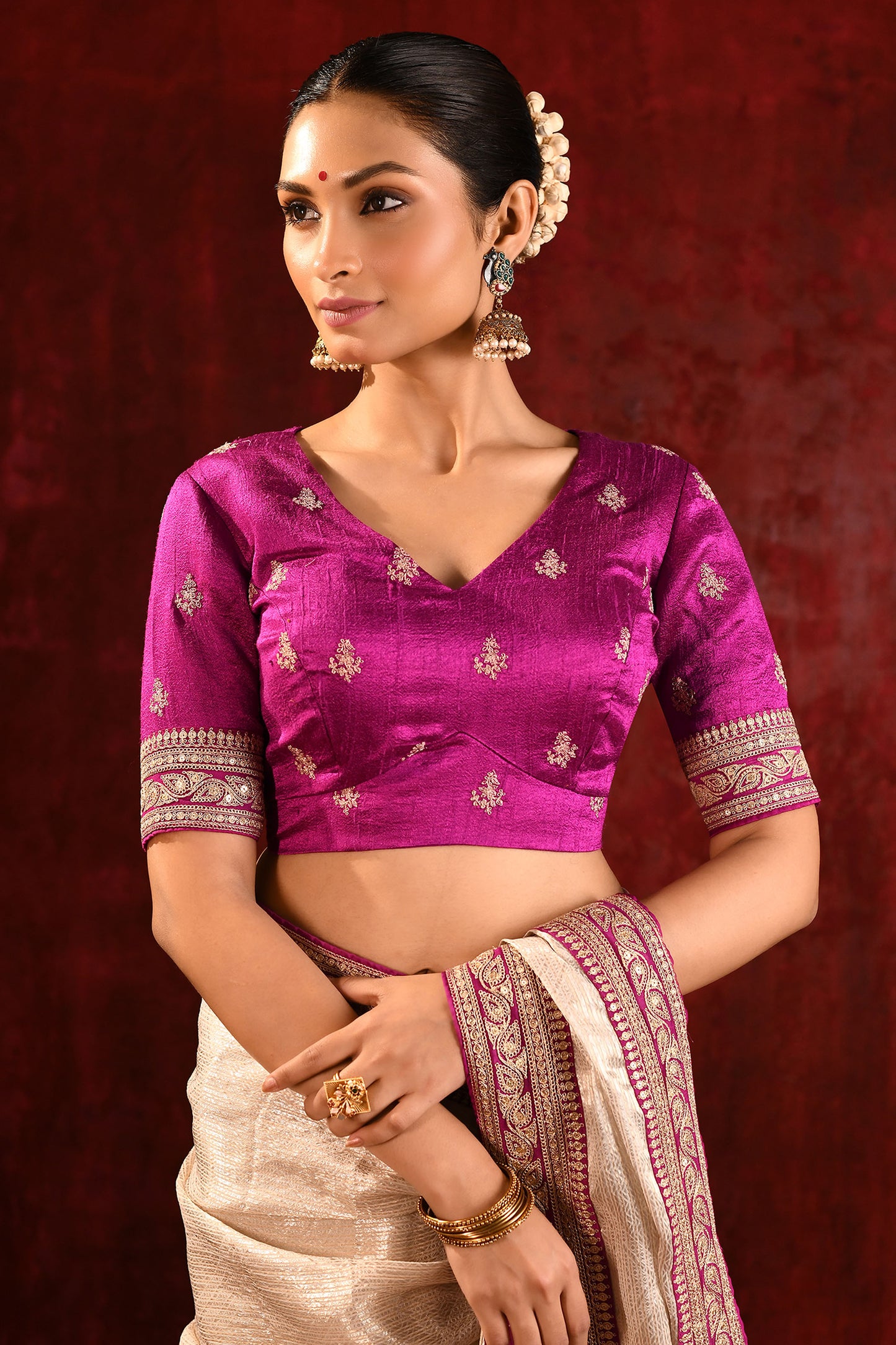 Soft Gold Tissue Embroidered Metallic Saree