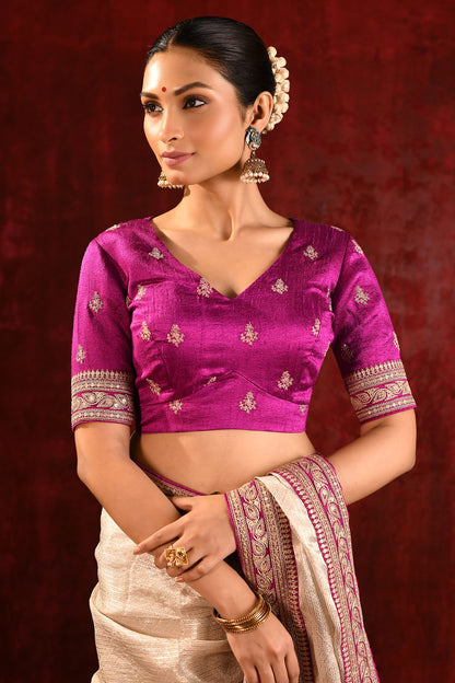Soft Gold Tissue Embroidered Metallic Saree