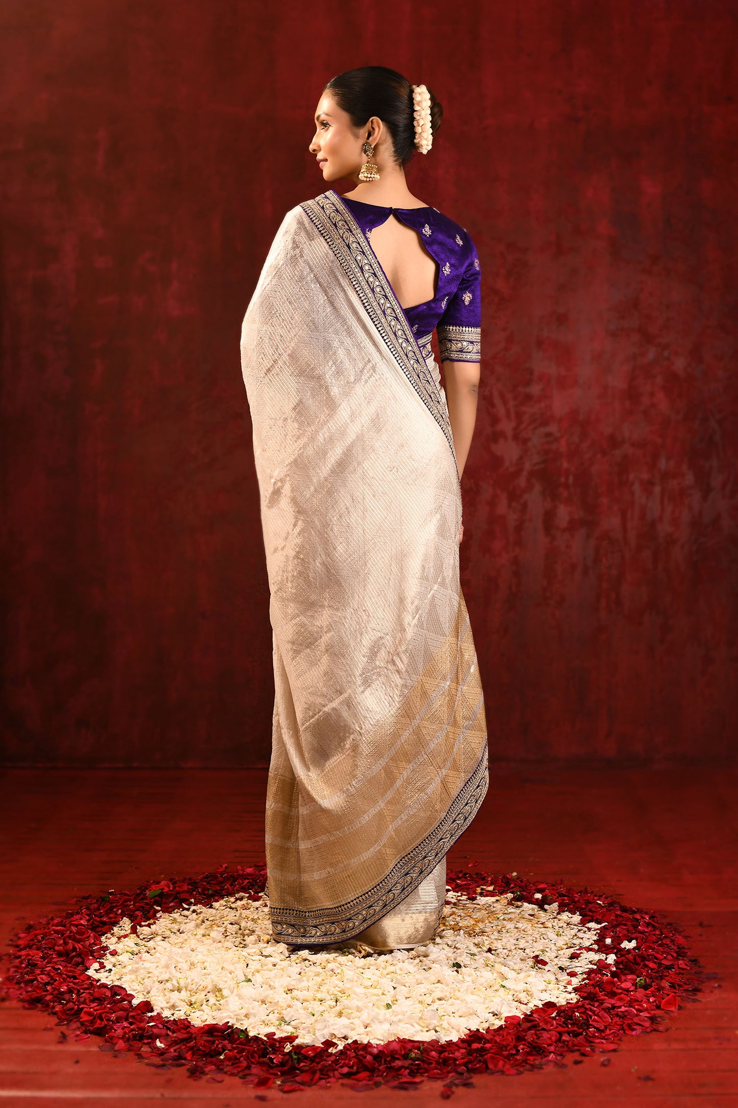 Soft Gold Tissue Embroidered Saree