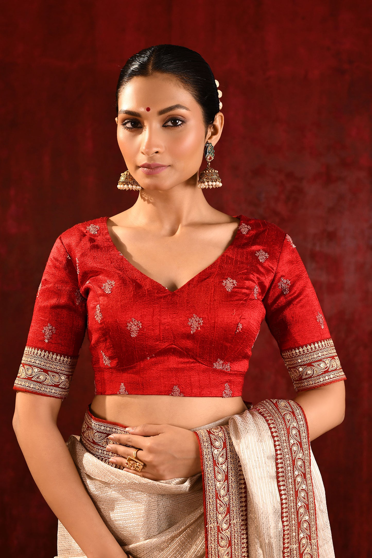 Soft Gold Embroidered Metallic Tissue Saree