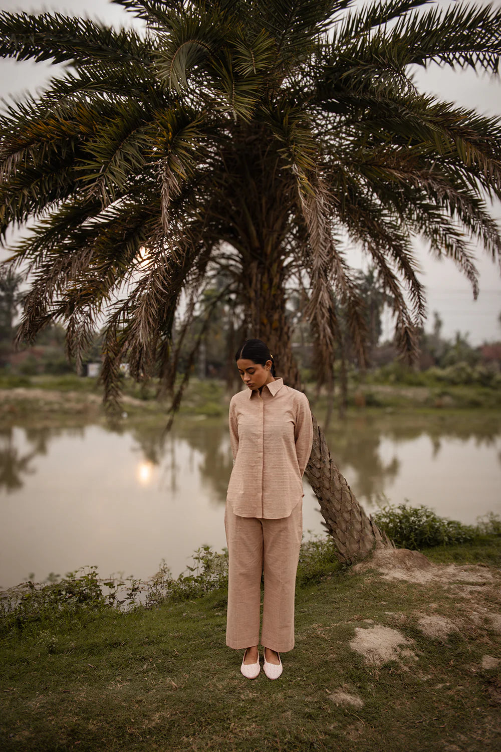 Beige Pure South Cotton Co-ord Set