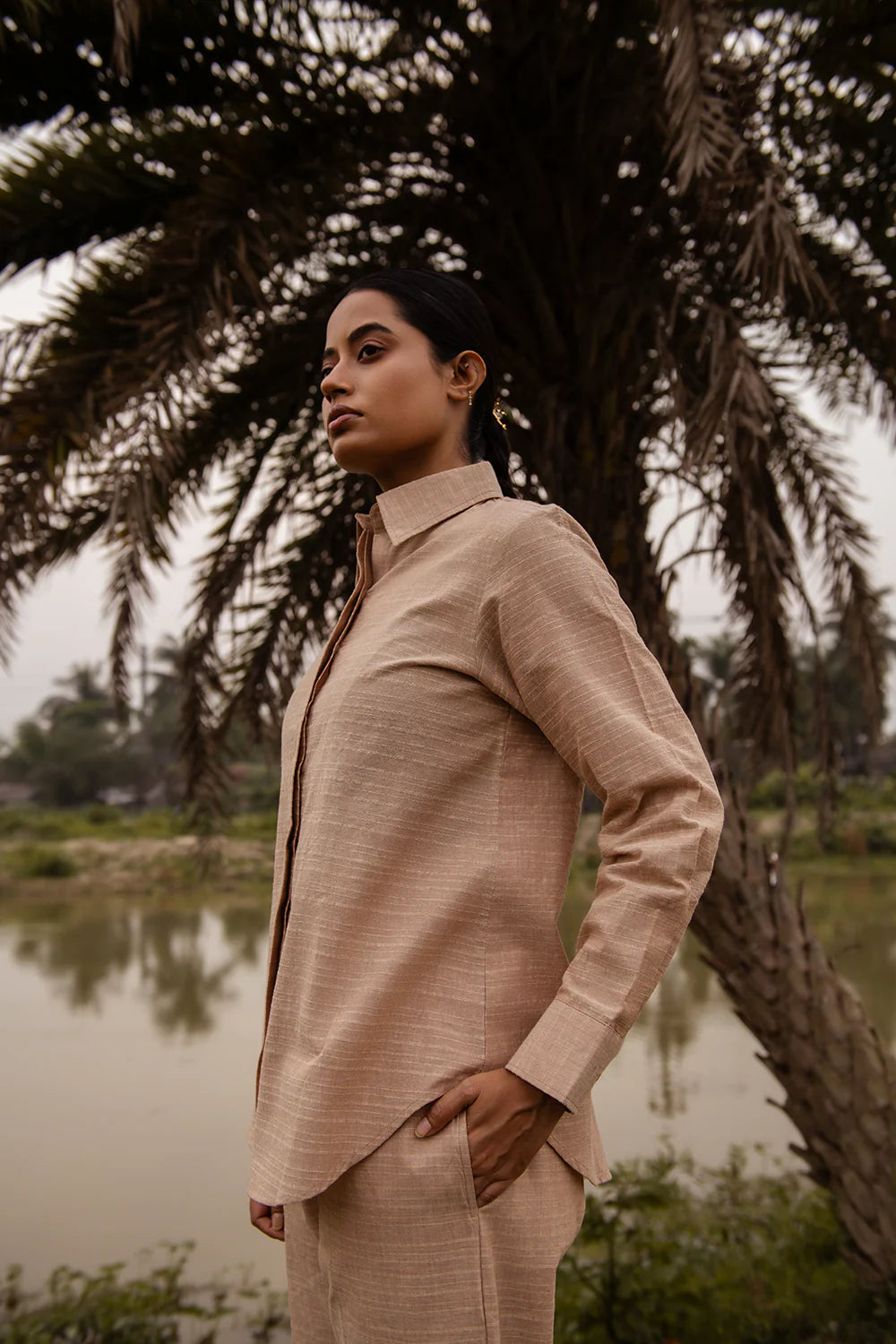 Beige Pure South Cotton Co-ord Set