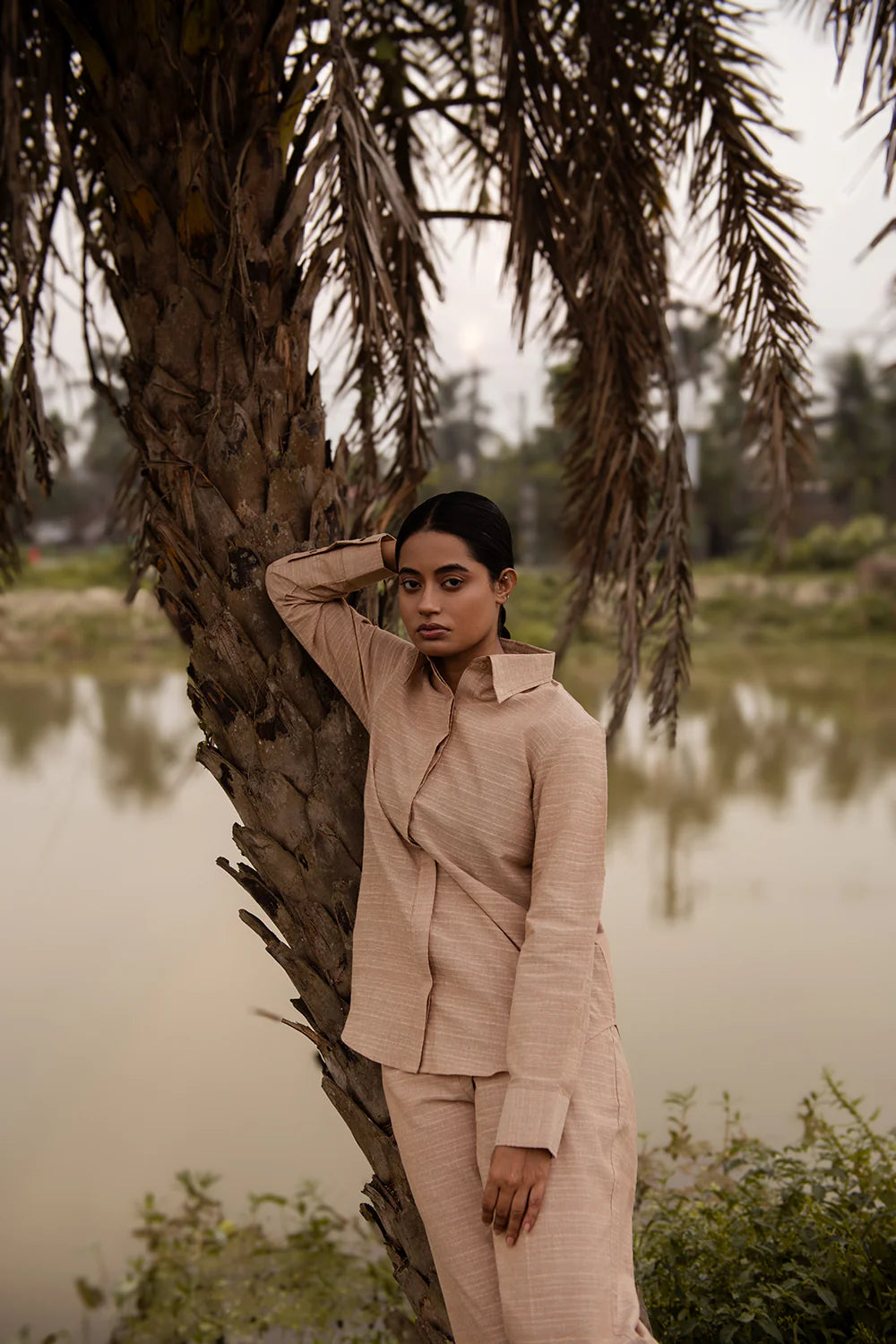 Beige Pure South Cotton Co-ord Set