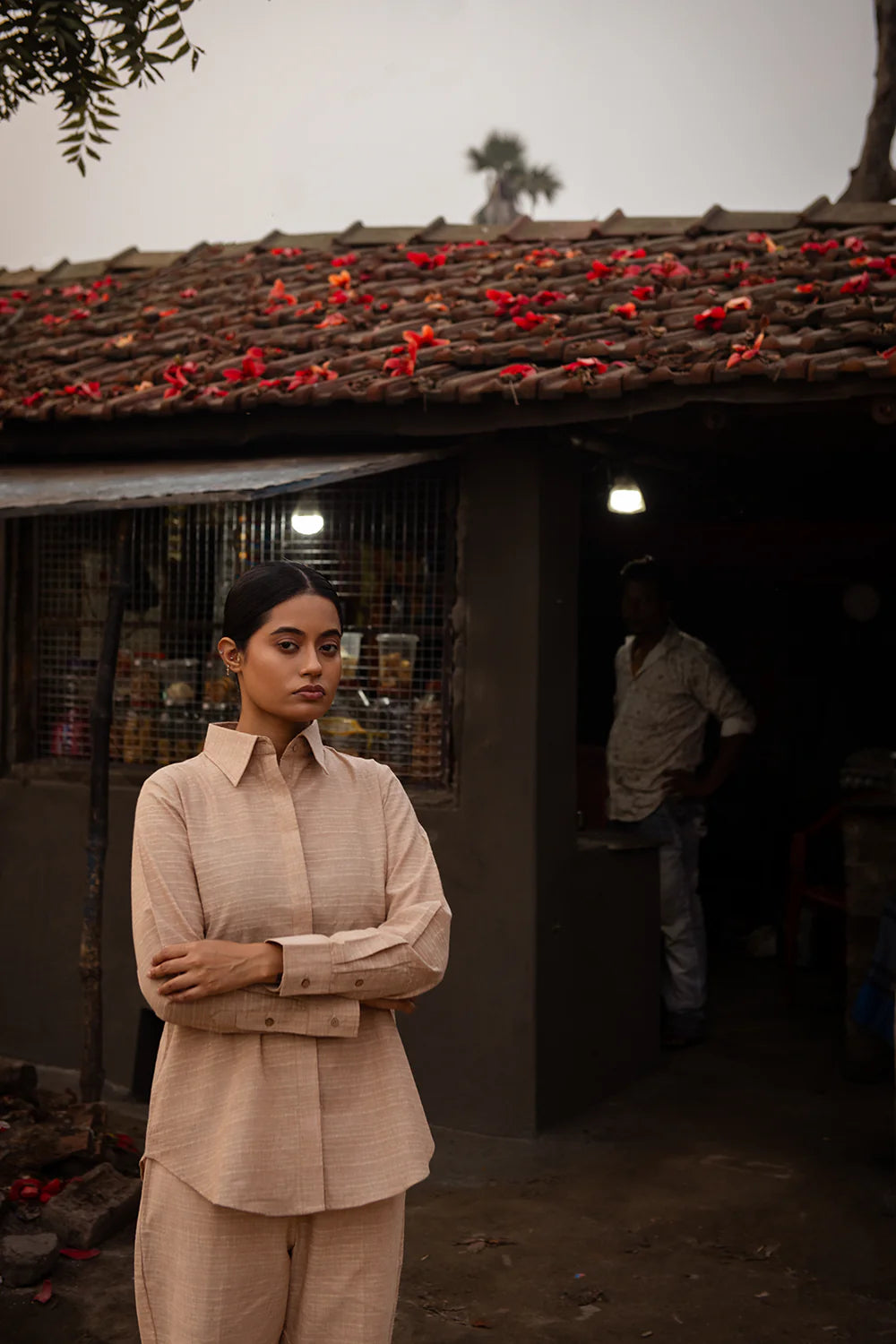 Beige Pure South Cotton Co-ord Set