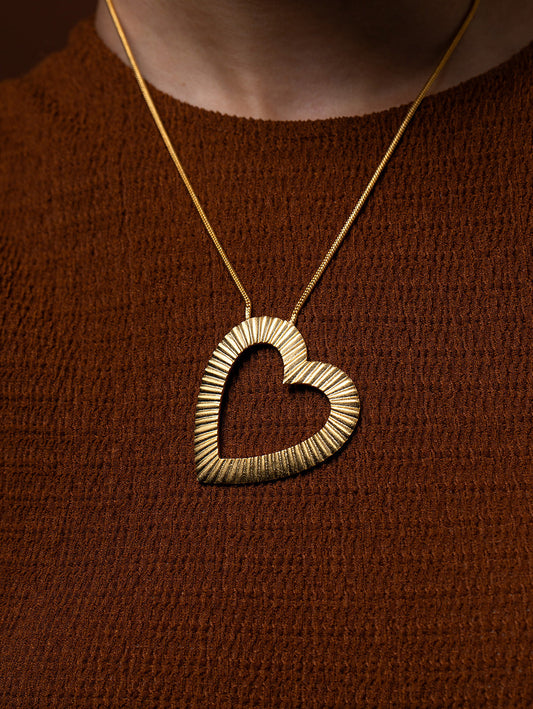 Golden Textured Heart Chain