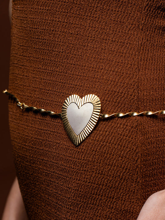 Gilded Dual Tone Heart Waist Belt