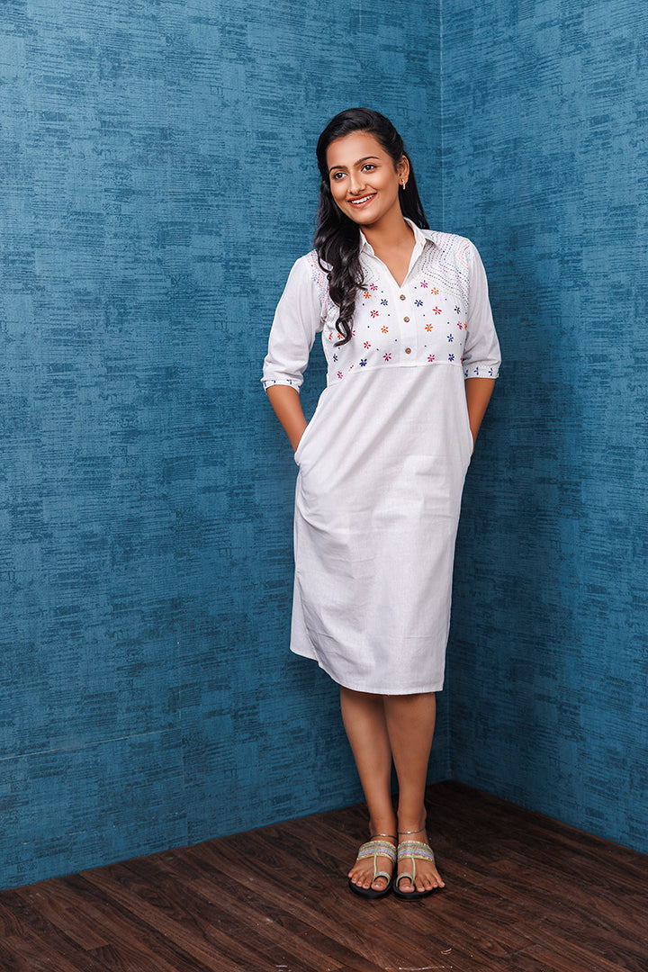 Pure Khadi Cotton Handwoven White Tunic