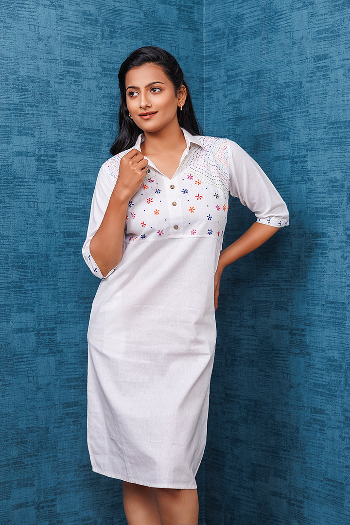 Pure Khadi Cotton Handwoven White Tunic