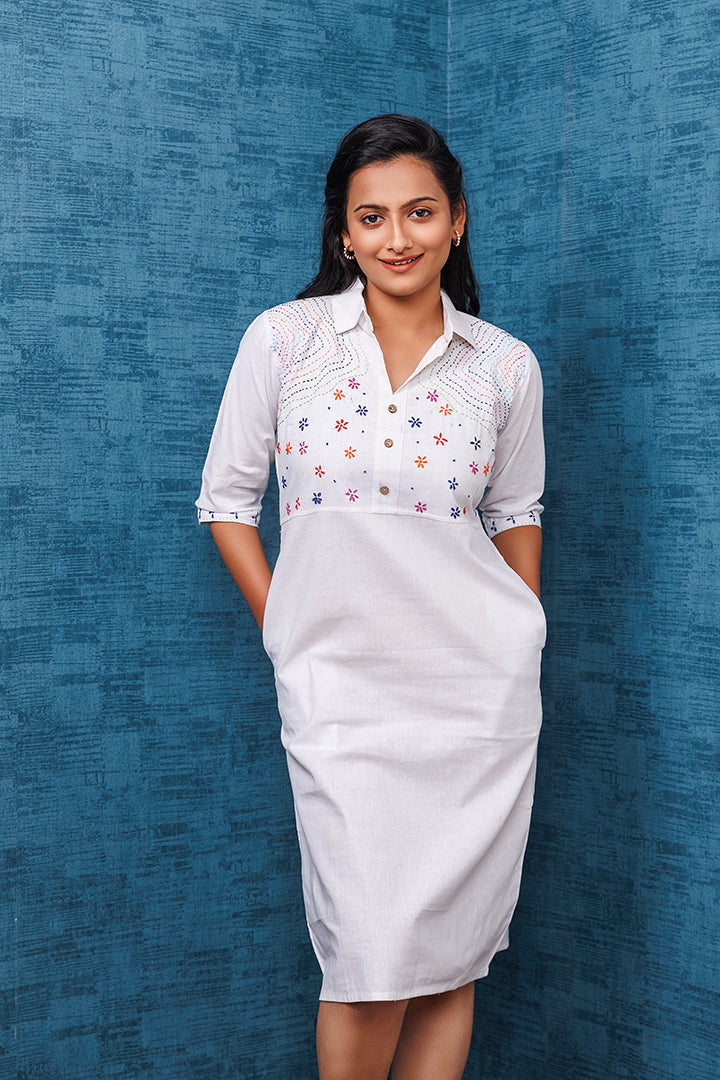 Pure Khadi Cotton Handwoven White Tunic