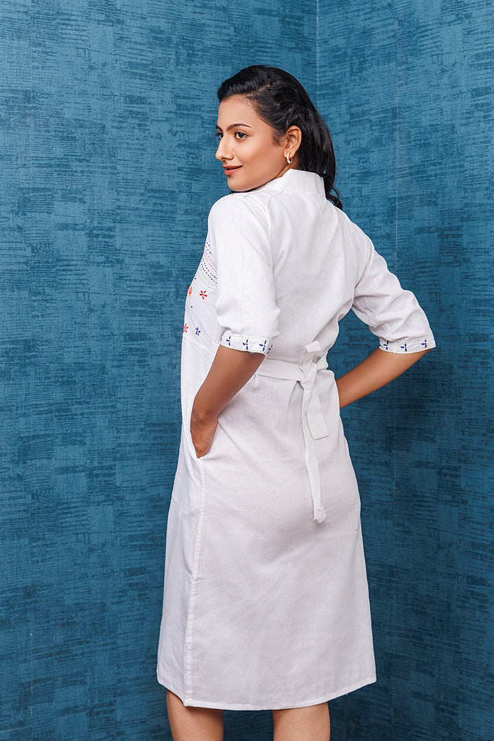 Pure Khadi Cotton Handwoven White Tunic