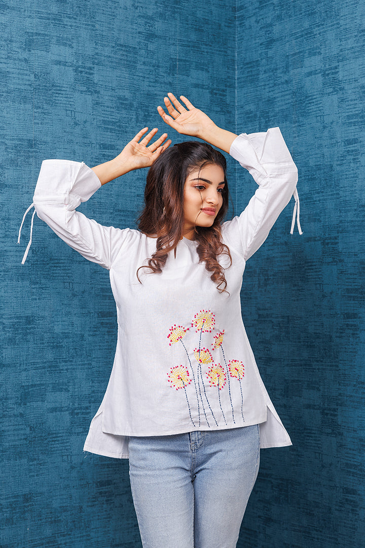 Pure Khadi Cotton Handwoven Whtie Top