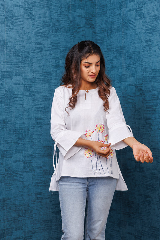 Pure Khadi Cotton Handwoven Whtie Top