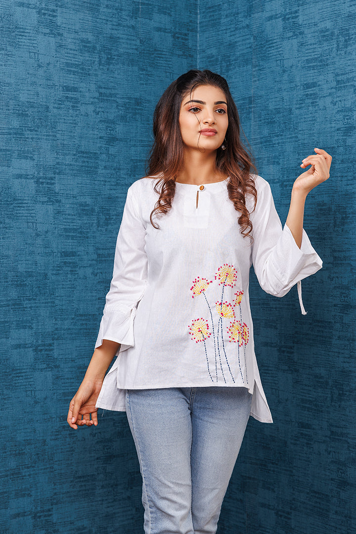 Pure Khadi Cotton Handwoven Whtie Top