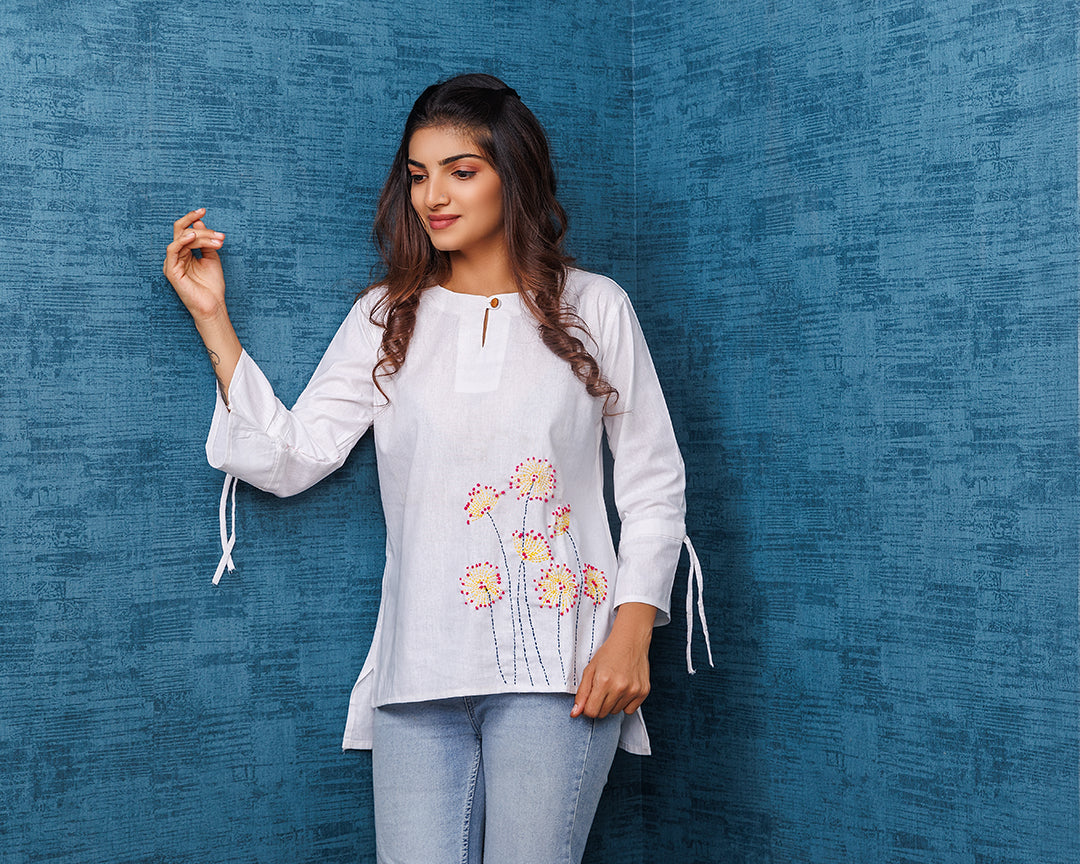 Pure Khadi Cotton Handwoven Whtie Top
