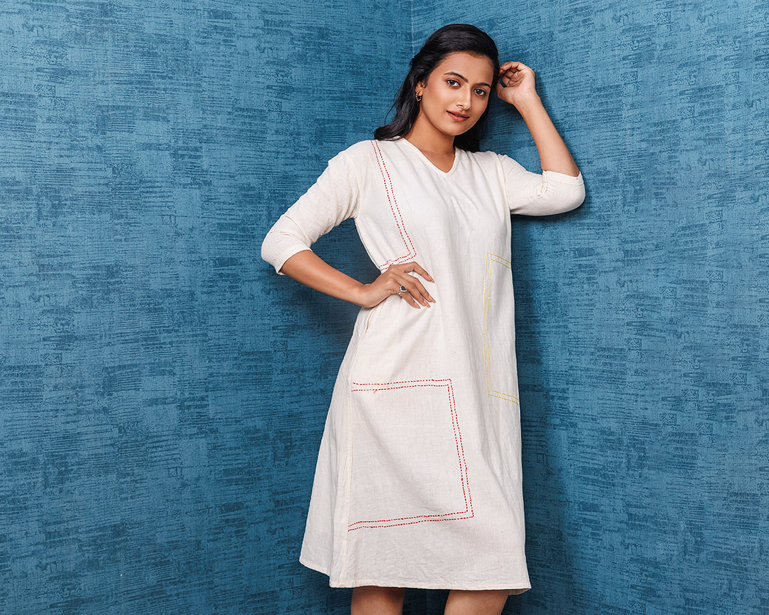 Pure Khadi Cotton Handwoven Off white Tunic