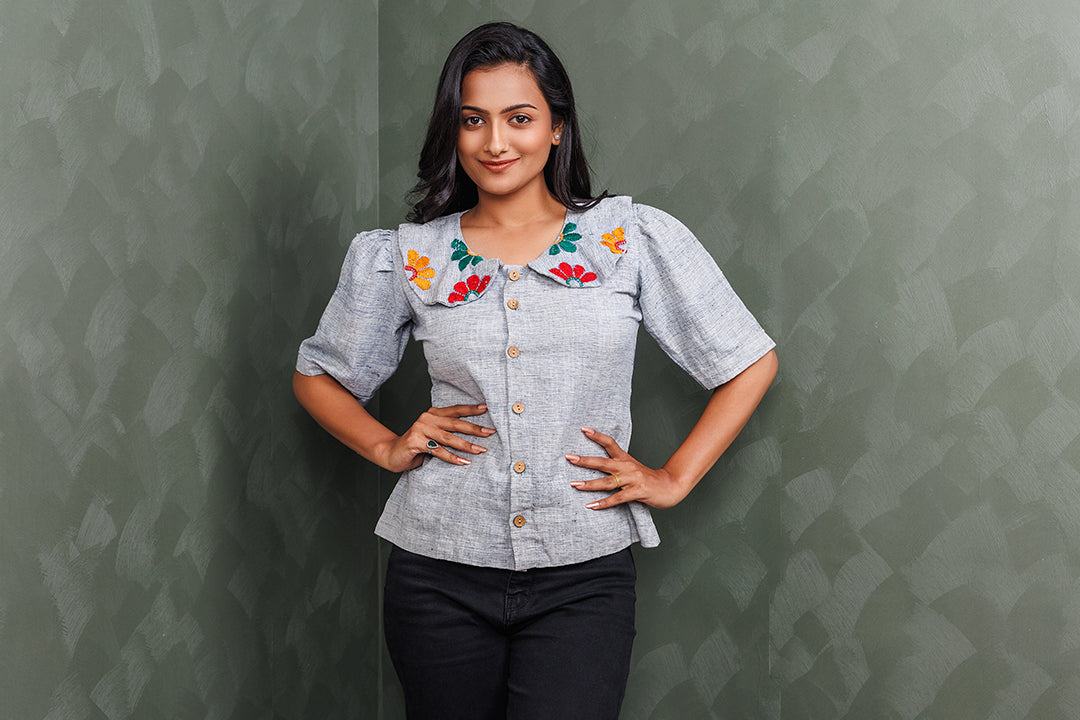 Pure Khadi Cotton Handwoven Grey Shirt