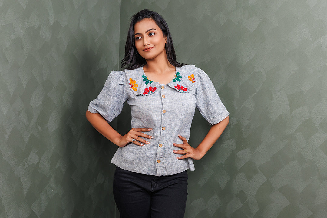 Pure Khadi Cotton Handwoven Grey Shirt